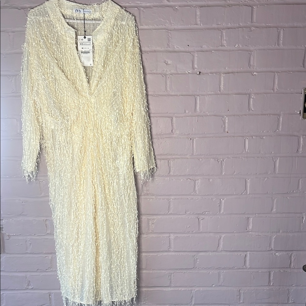 Elegant Cream fringe Dress